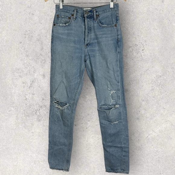 Agolde High Rise Jeans Size 24 Jamie Classic Shakedown Denim Revolve Blue Cotton - Picture 14 of 15